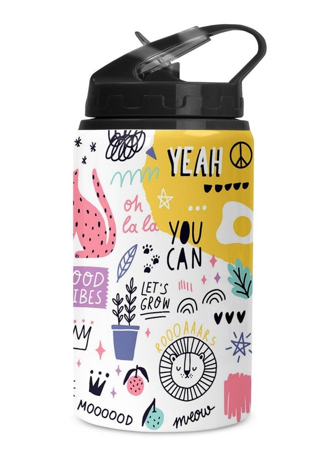 TrendoPrint Printed Aluminium Sipper Water Bottle With Lid & Straw 750Ml For Gym, Yoga, Kids, Boys, Girls, Brother, Sister, Babies, Baby, Workout, Adults (Wb540), Black - Image 3